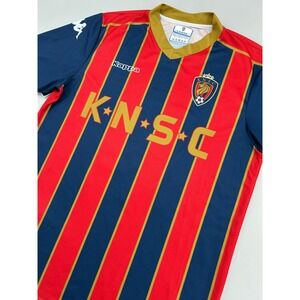 Kappa KNSC Soccer Jersey Mens Large Red Blue Striped Italy Gorpcore #16